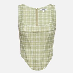NWOT MIAOU x Paloma Elsesser Campbell Corset in Baby Plaid Limon